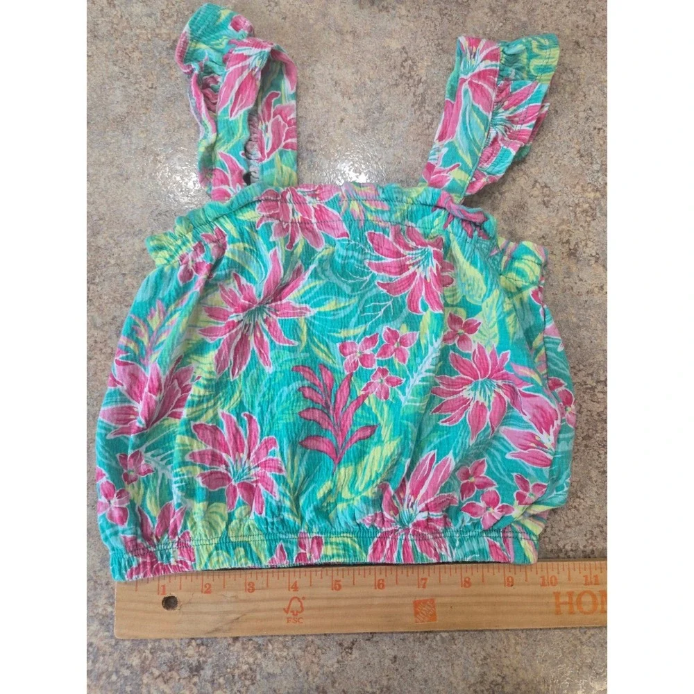 Tommy Bahama Girls 2-Piece Tropical Floral Set Smocked Top Wide Leg Pants S 5/6